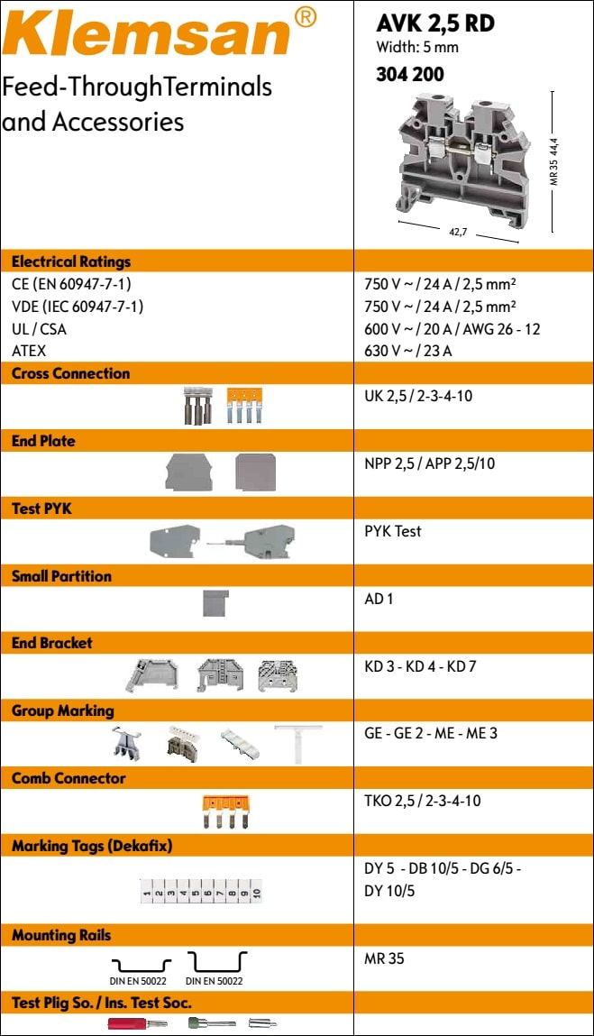 Cầu đấu dây Klemsan AVK 2.5